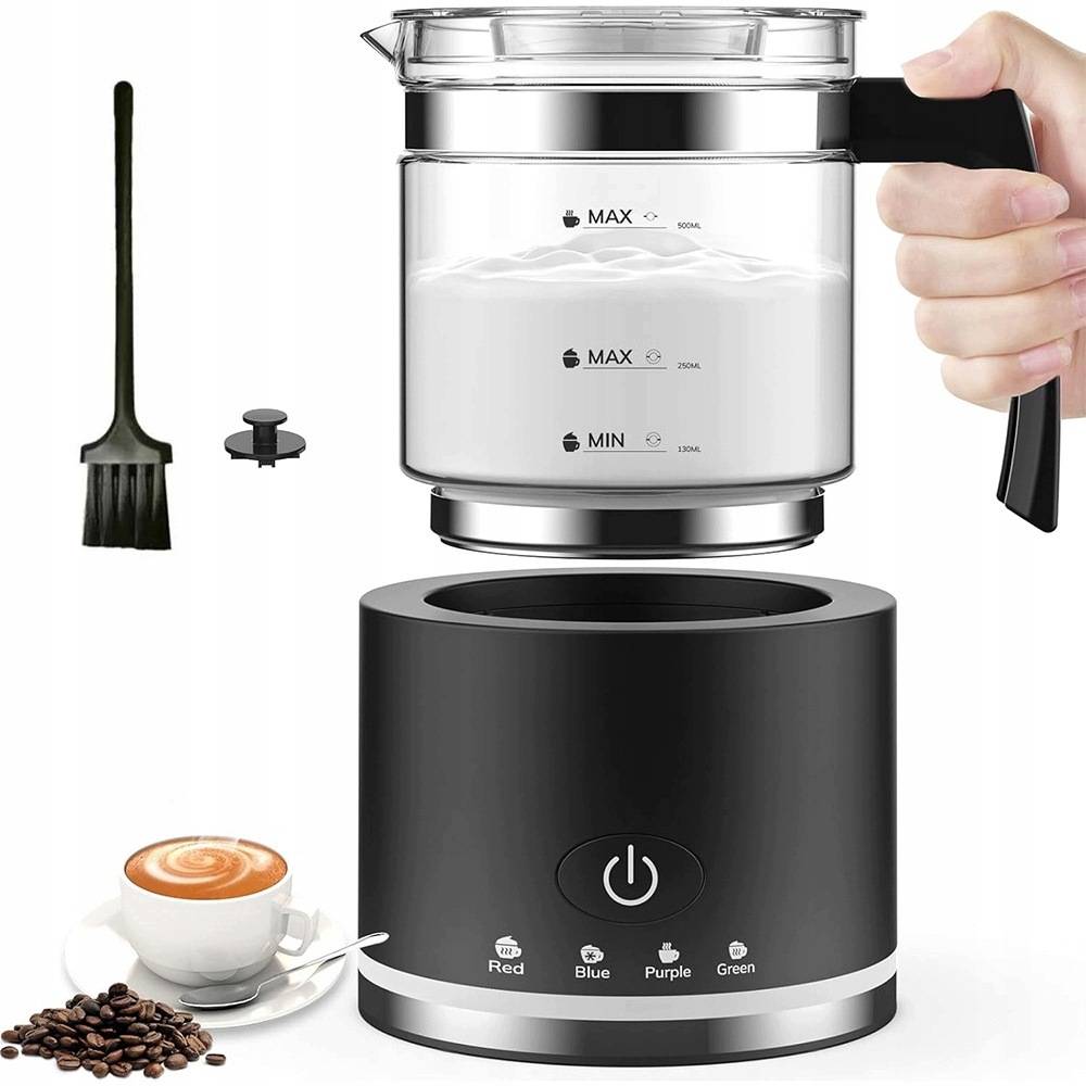 Elektrický Napěňovač Mléka 4V1 600W 500 ML Latte Art Černý Myčka Nádobí