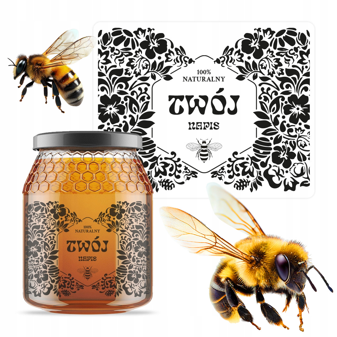 Etykiety na Miód Przeźroczyste Personalizowane Naklejki 10x8 cm Duże 24 szt