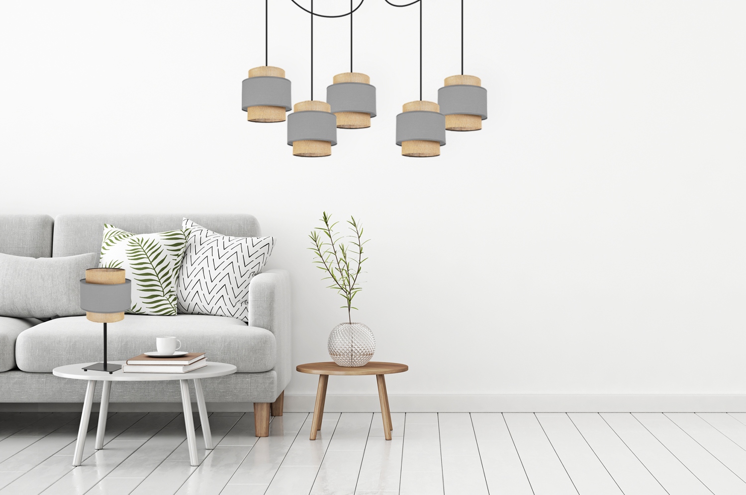 LAMPA STOŁOWA NOCNA ABAŻUR BOHO JUTA 20 CM Zasilanie sieciowe