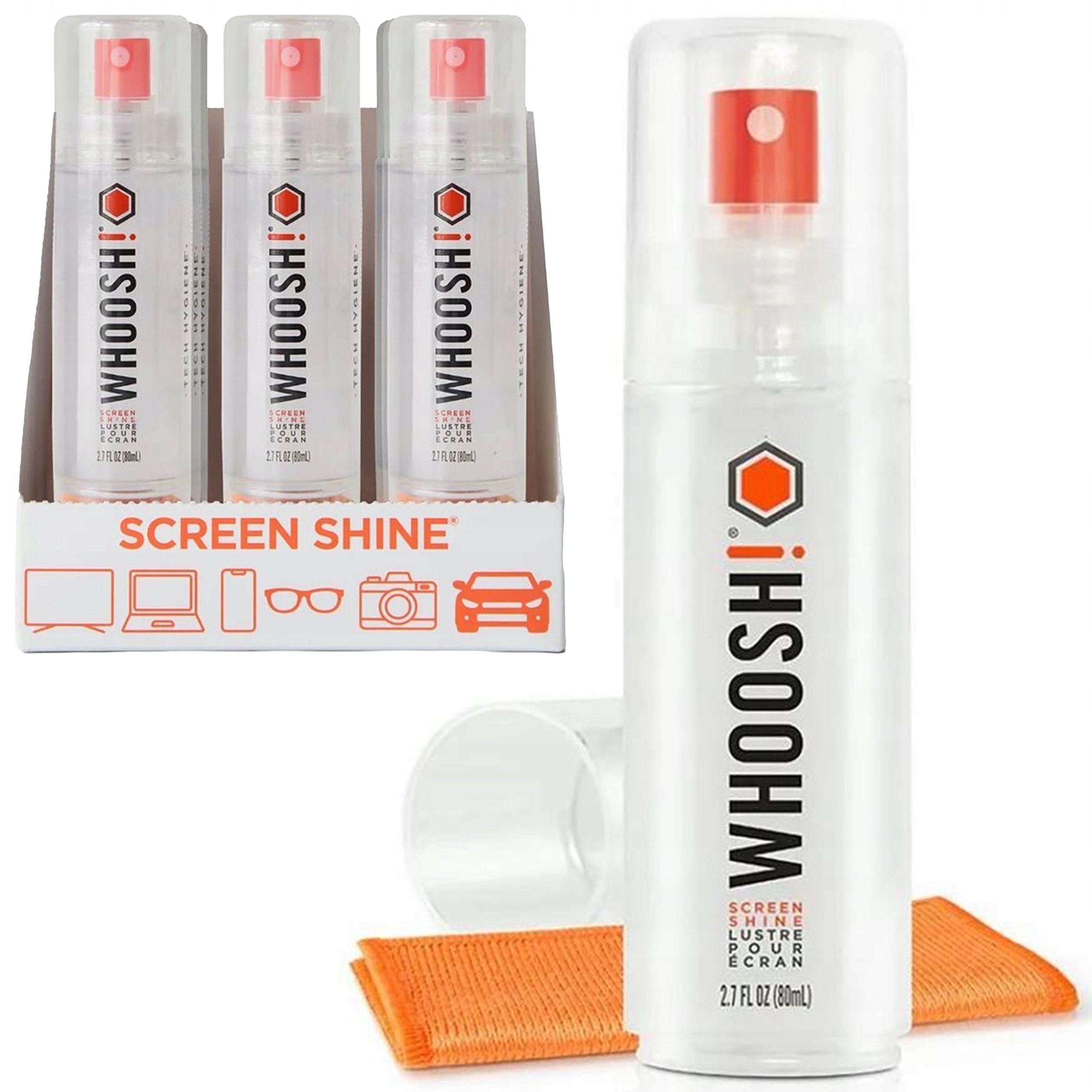 Whoosh! Grab and Go 9x Čistiaci prostriedok na obrazovky 80 ml utierka