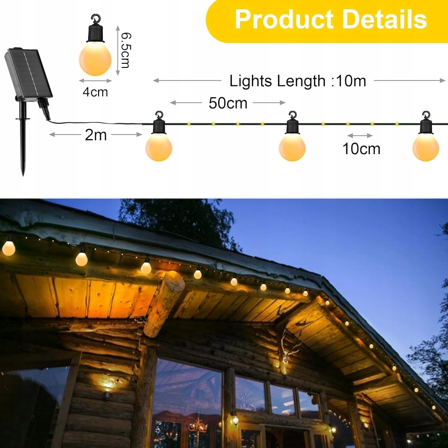 LITARK Solarna Girlanda Zewnętrzna 20 Żarówek 10m 100 LED Pilot USB — miniatura 5