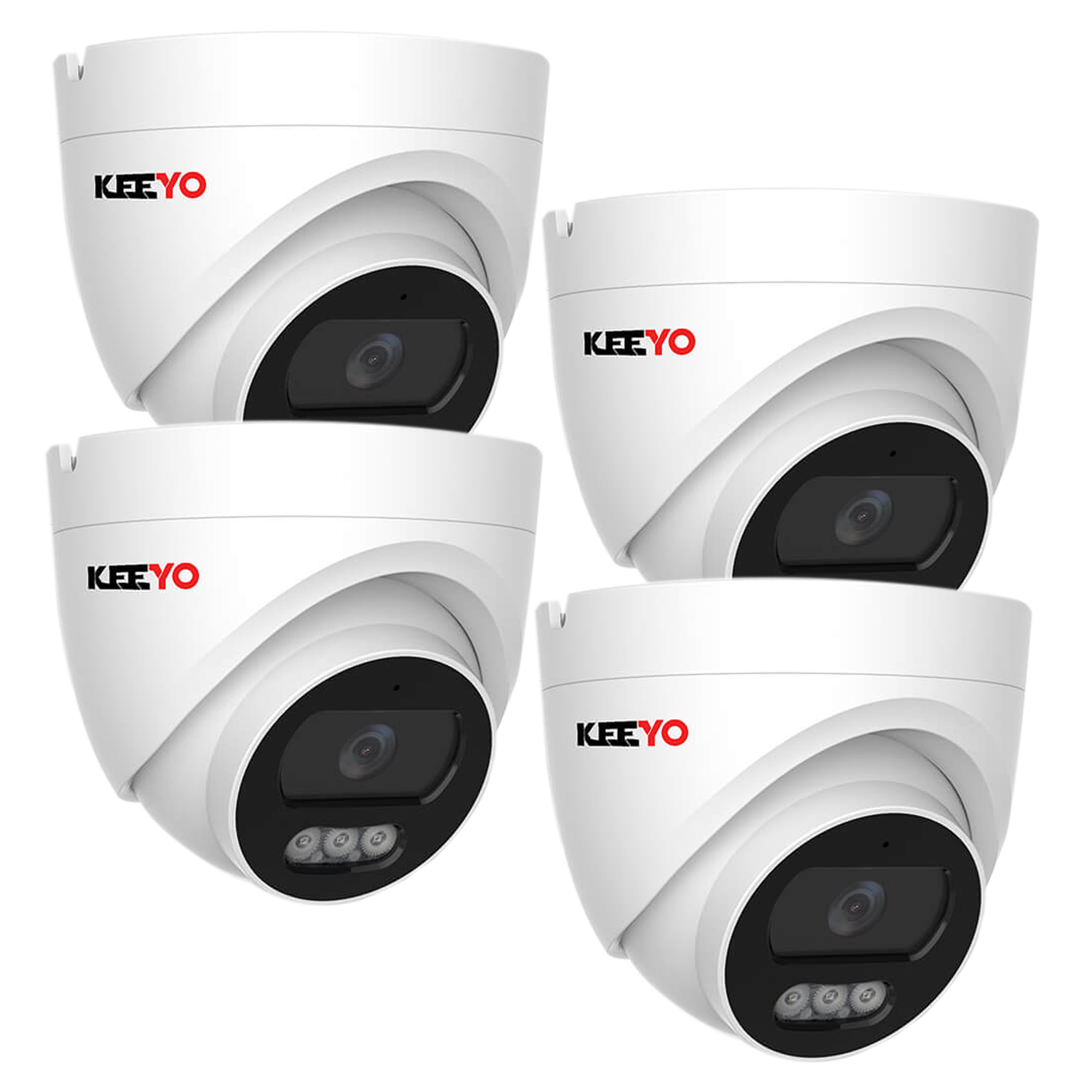Sada kupolových Ip kamier 4x Keeyo LV-V-IP4M25DF-B 4Mpx Ir 25m Audio Ai