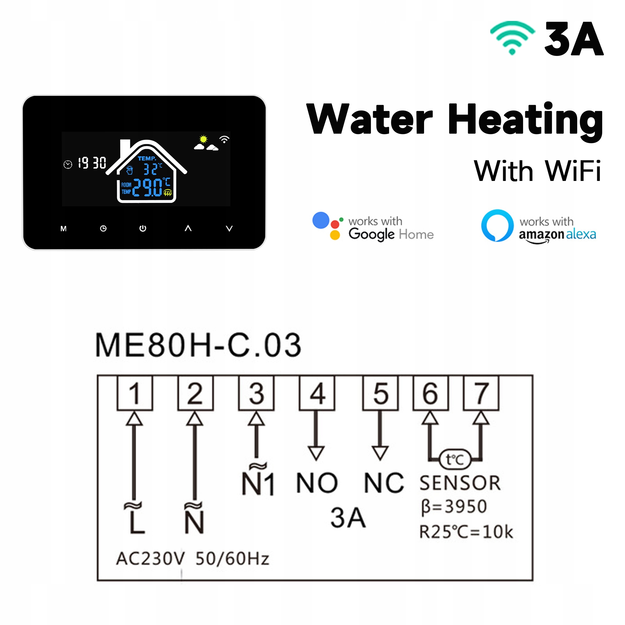Tuya WiFi vodní termostat podlahové topení LCD