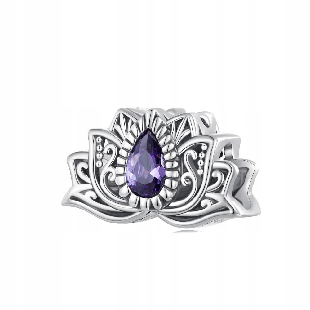 Šperky Ornamo Ažurový květ lotosu Křišťál fialový Stříbro o ryzosti 925