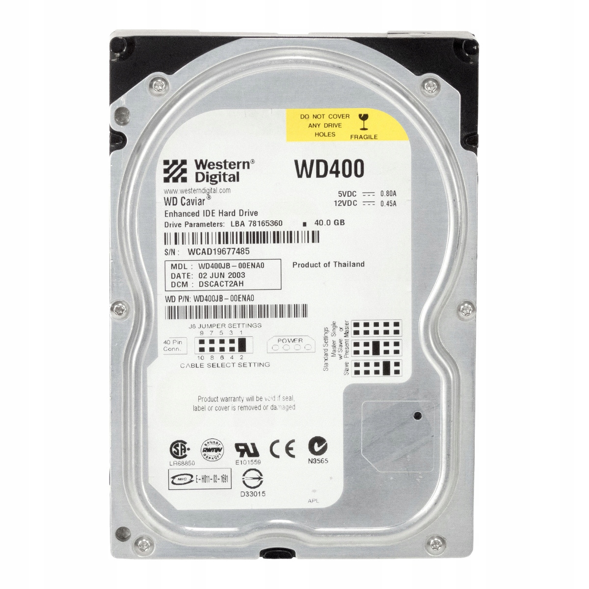 Wd Caviar 40GB 7.2K 8MB Ata 3.5'' WD400JB-00ENA0