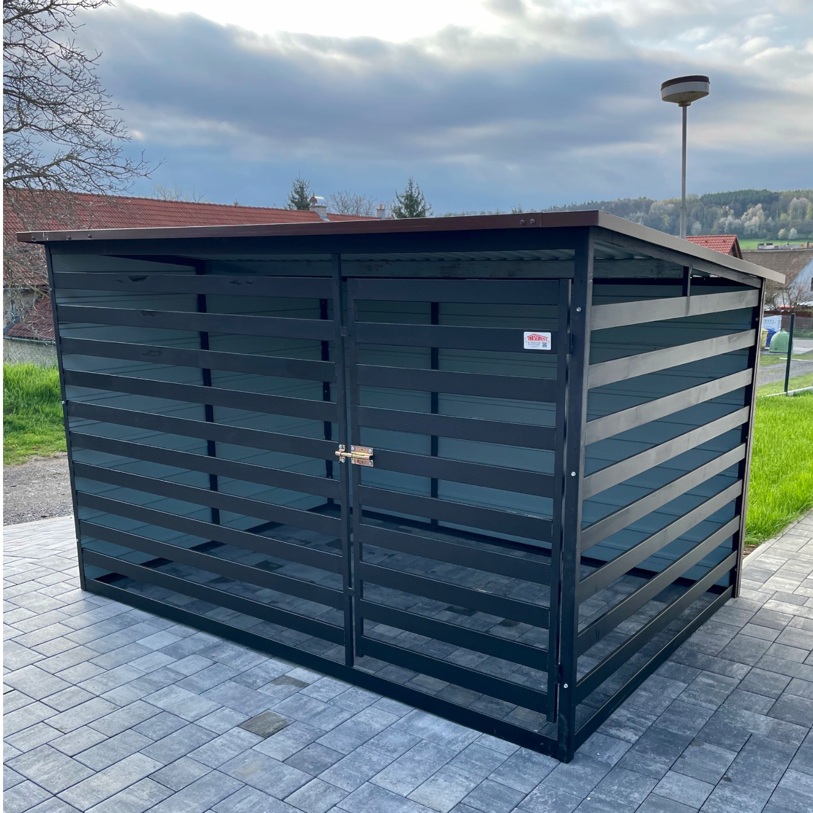 Kotec box pro psa 3x2 m grafitová, bezpečná, s dveřmi, pevná konstrukce