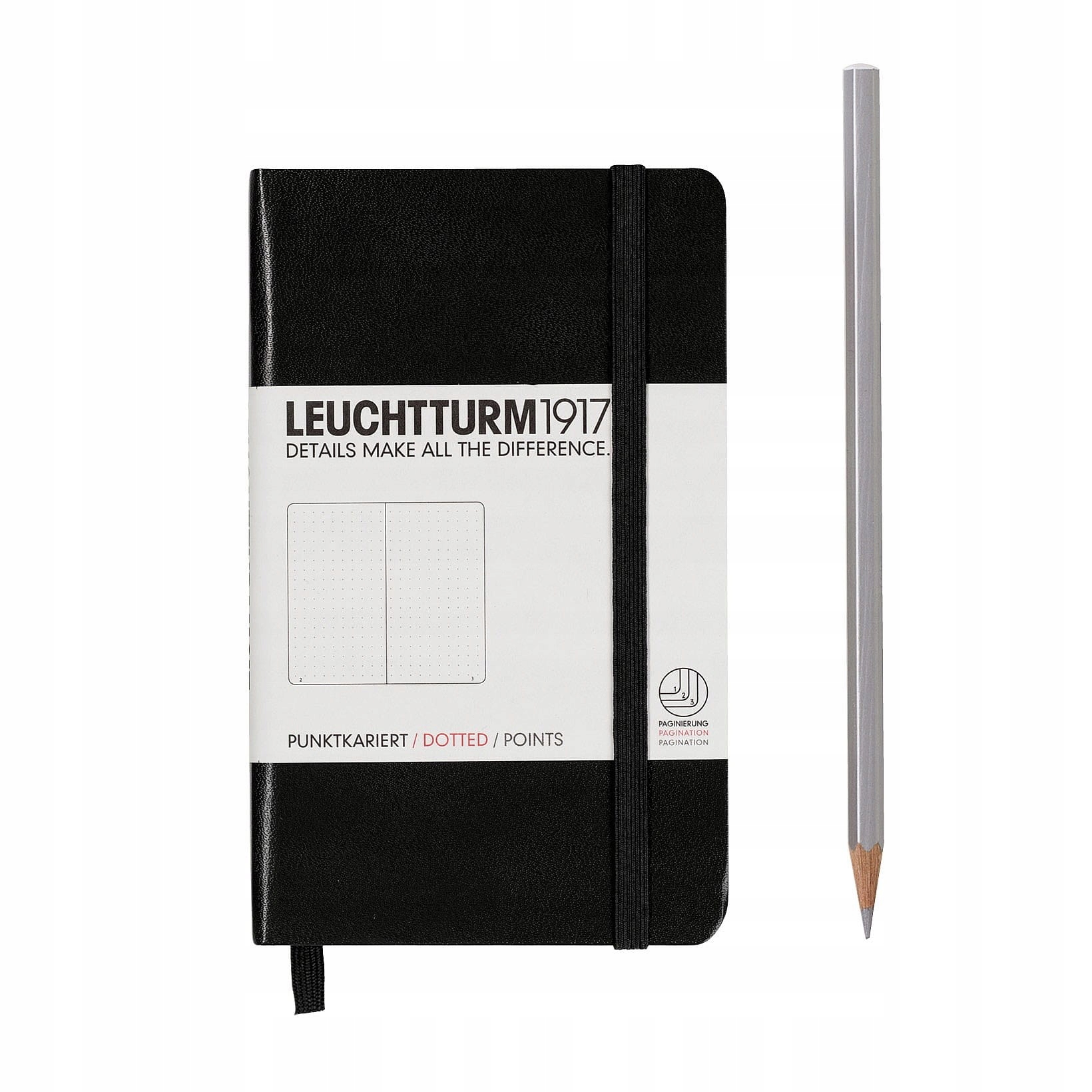 Notatnik Leuchtturm1917 Pocket A6, twarda oprawa, kropki, czarny