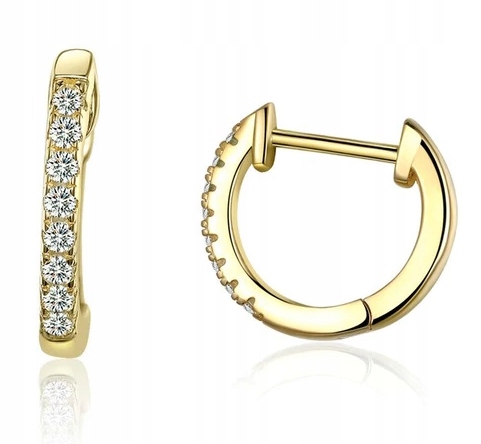 

Kolczyki Srebrne Koła Cyrkonie Yellow Gold S925