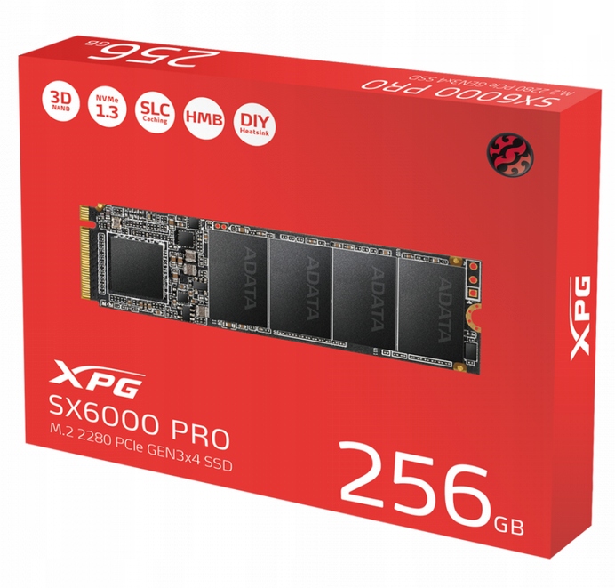 Adata Dysk Xpg SX6000 Pro 256GB M.2 2280 PCIe GEN3x4 NVMe 1.3 Ssd