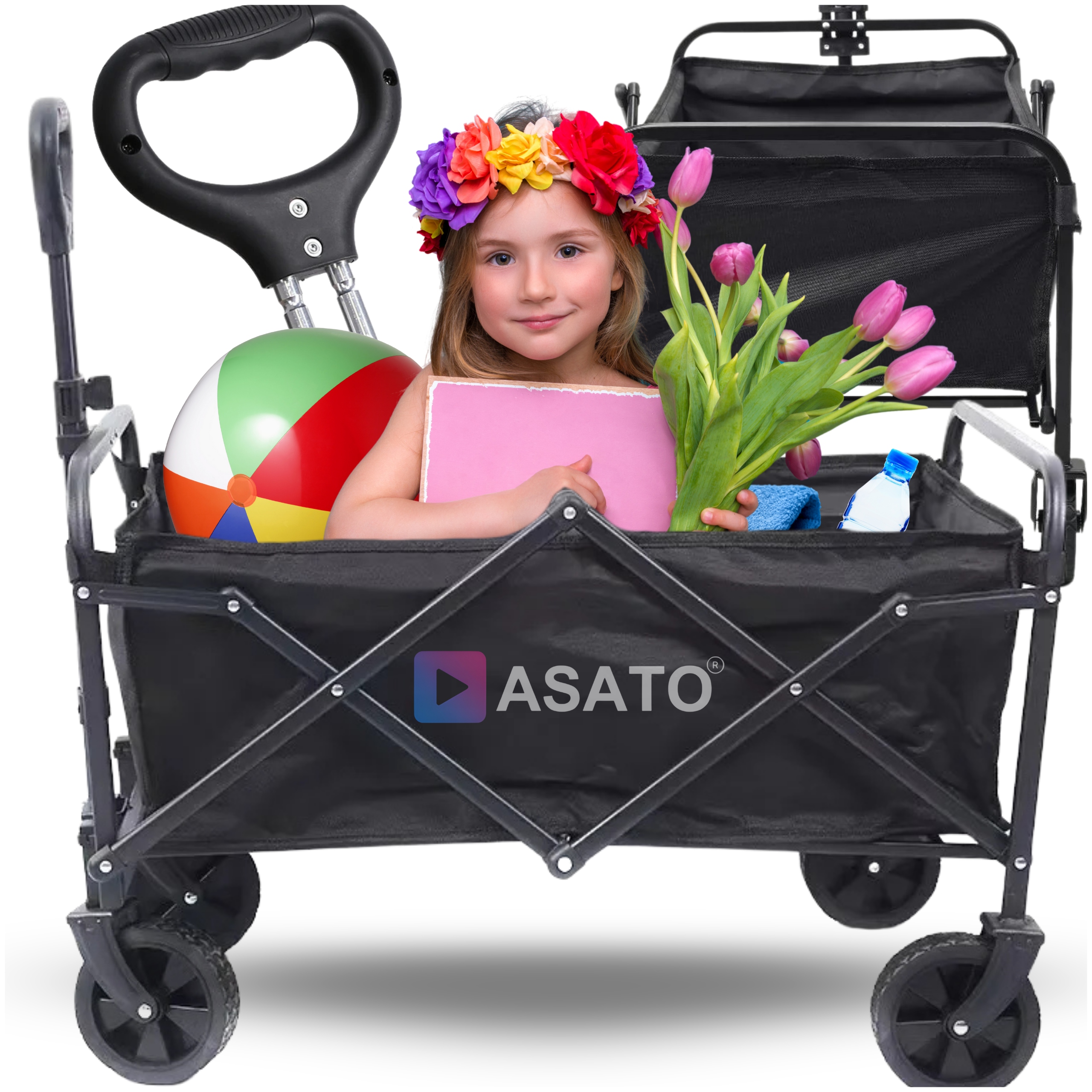 Wózek Turystyczny Składany XL Ogrodowy Transportowy Plażowy Dla Dzieci 300