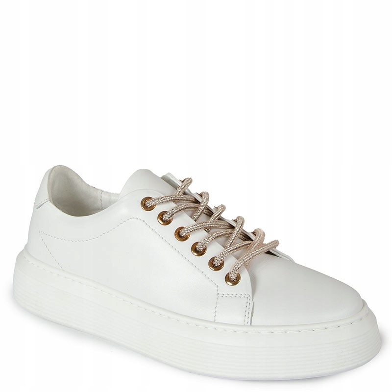 Chebello 4362 Bílé Kožené Tenisky S Ozdobou 39