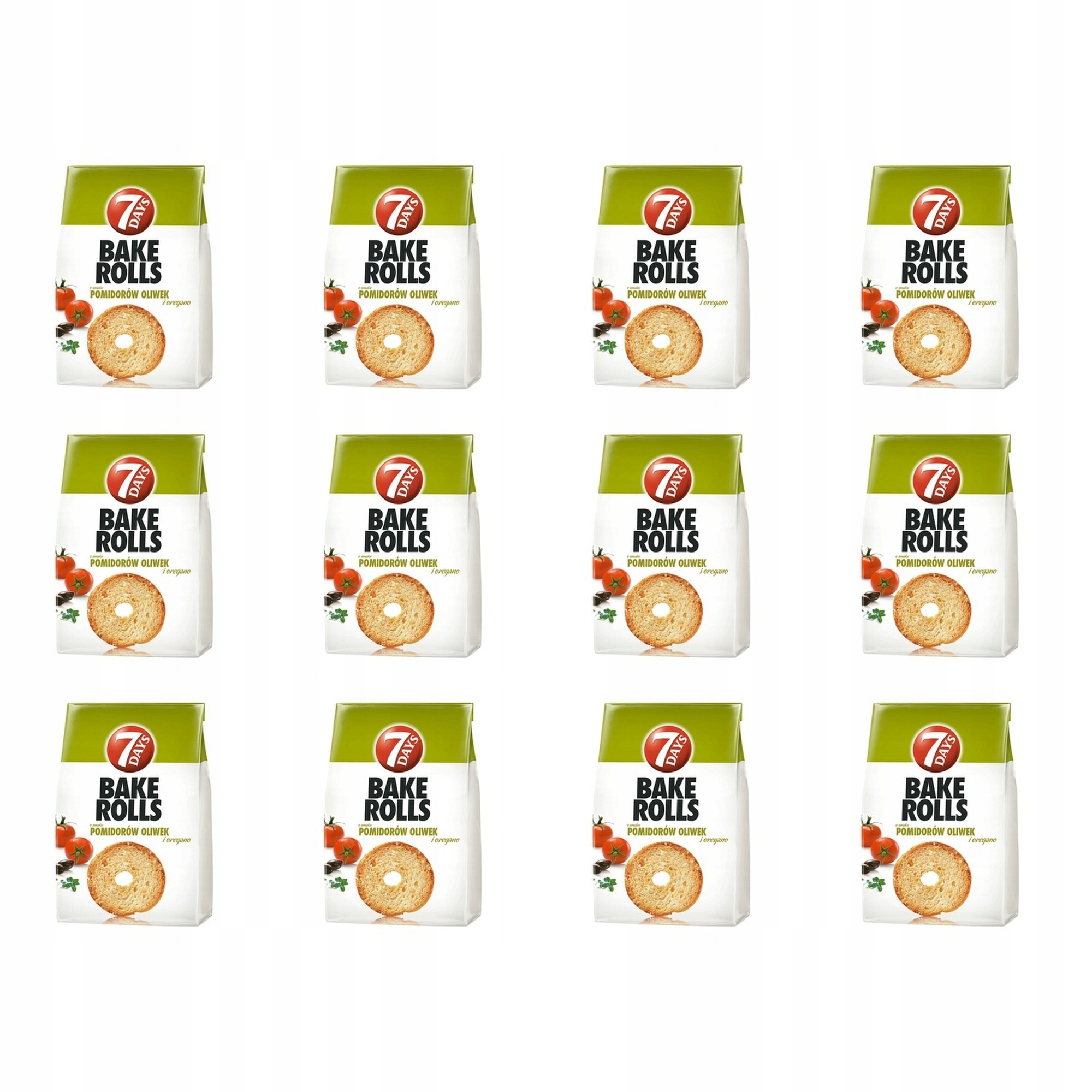 12x 150g 7DAYS Bake Rolls chrupki chlebowe Pomidor oliwki oregano Karton