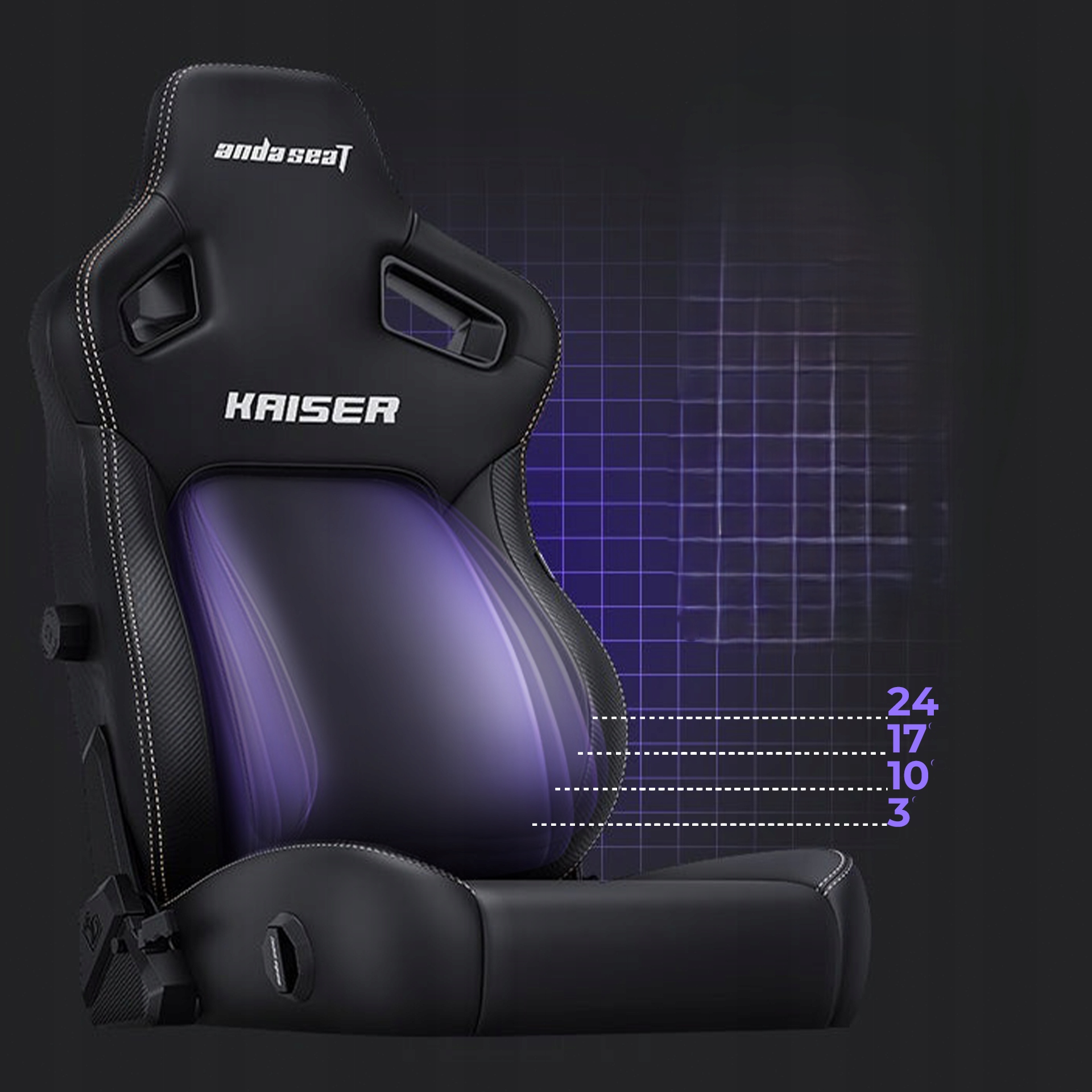 Fotel gamingowy Kaiser 4 XL Anda Seat skórzany zielony biurowy obrotowy Głębokość mebla 64 cm