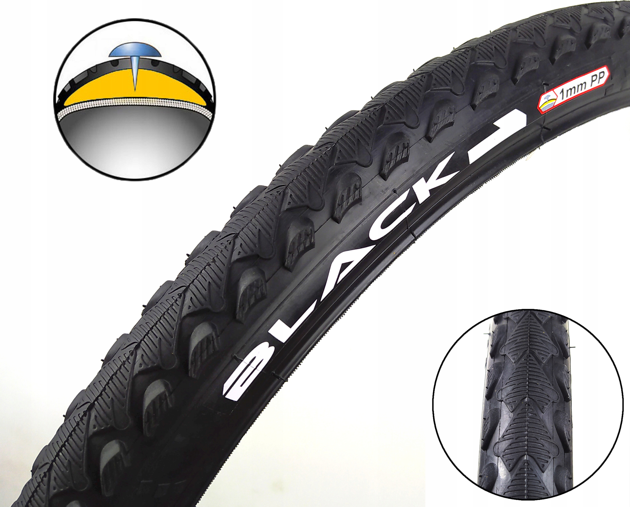 

Opona BLACK1 26x1,90 47-559 1mm Antyprzebicie O174