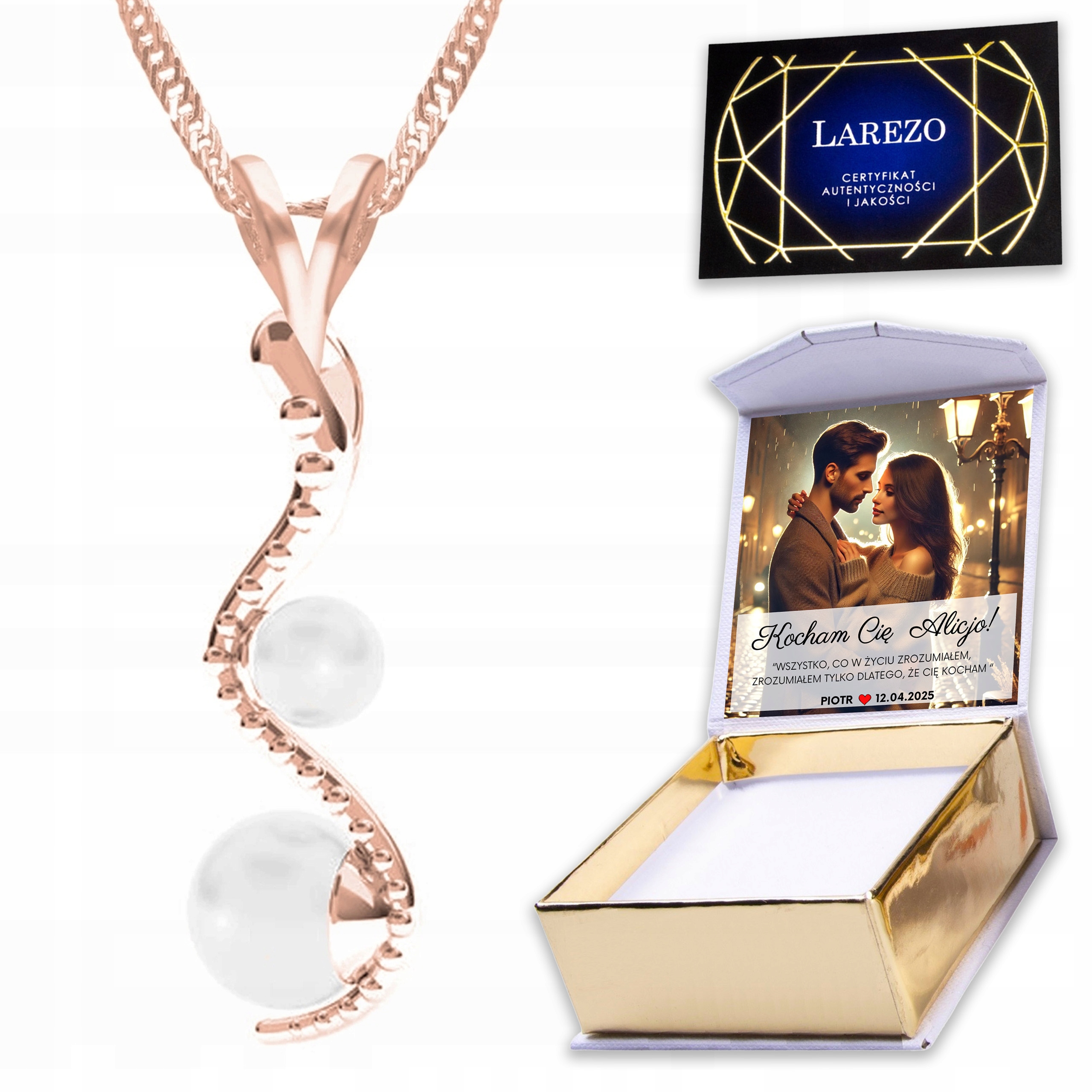 Náhrdelník Pozlacený 925 Had s perlami Snake Přívěsek Přívěsek Potisk