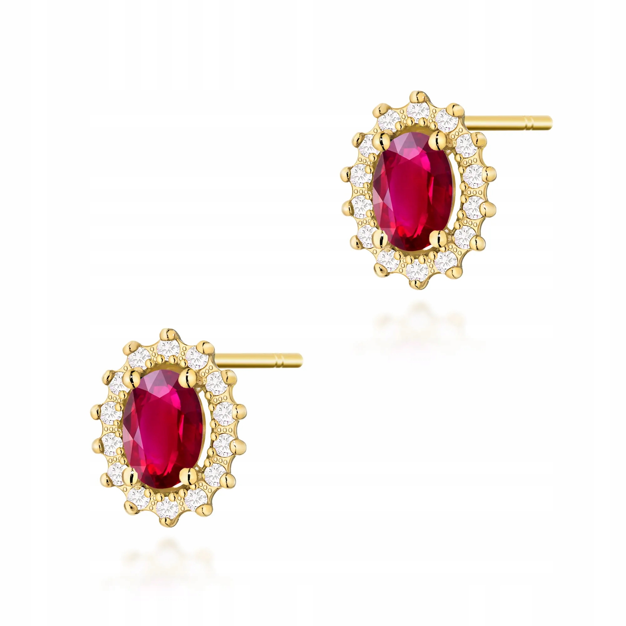 Złote kolczyki Rubin 2 x 0,60ct żółte złoto pr. 585