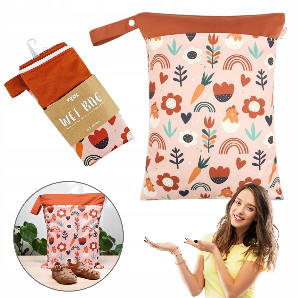 Wodoodporna Torba Organizer Na Pampersy Kosmetyki 30 X 40 CM Kolorowa