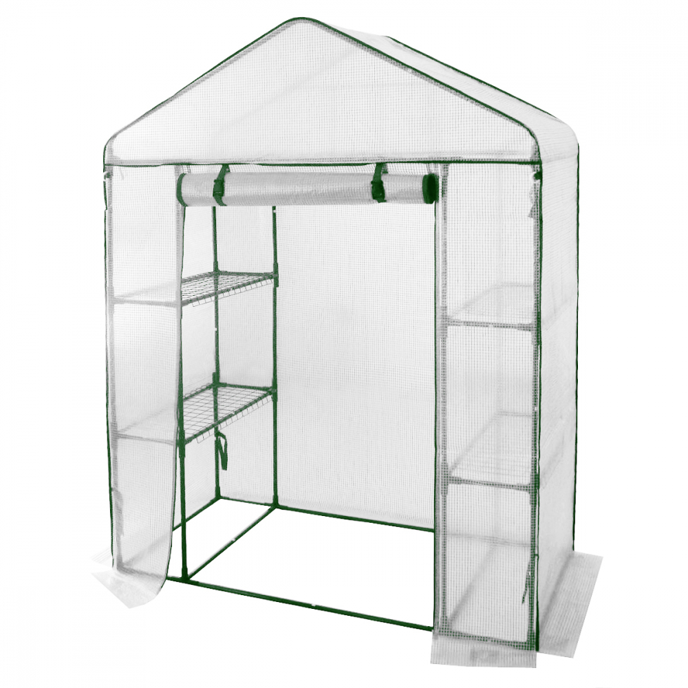 SZKLARNIA OGRODOWA GARDENLINE Z TRZEMA PÓŁKAMI NA KWIATY 1M2 1,4X1,4M Powierzchnia 1 m²