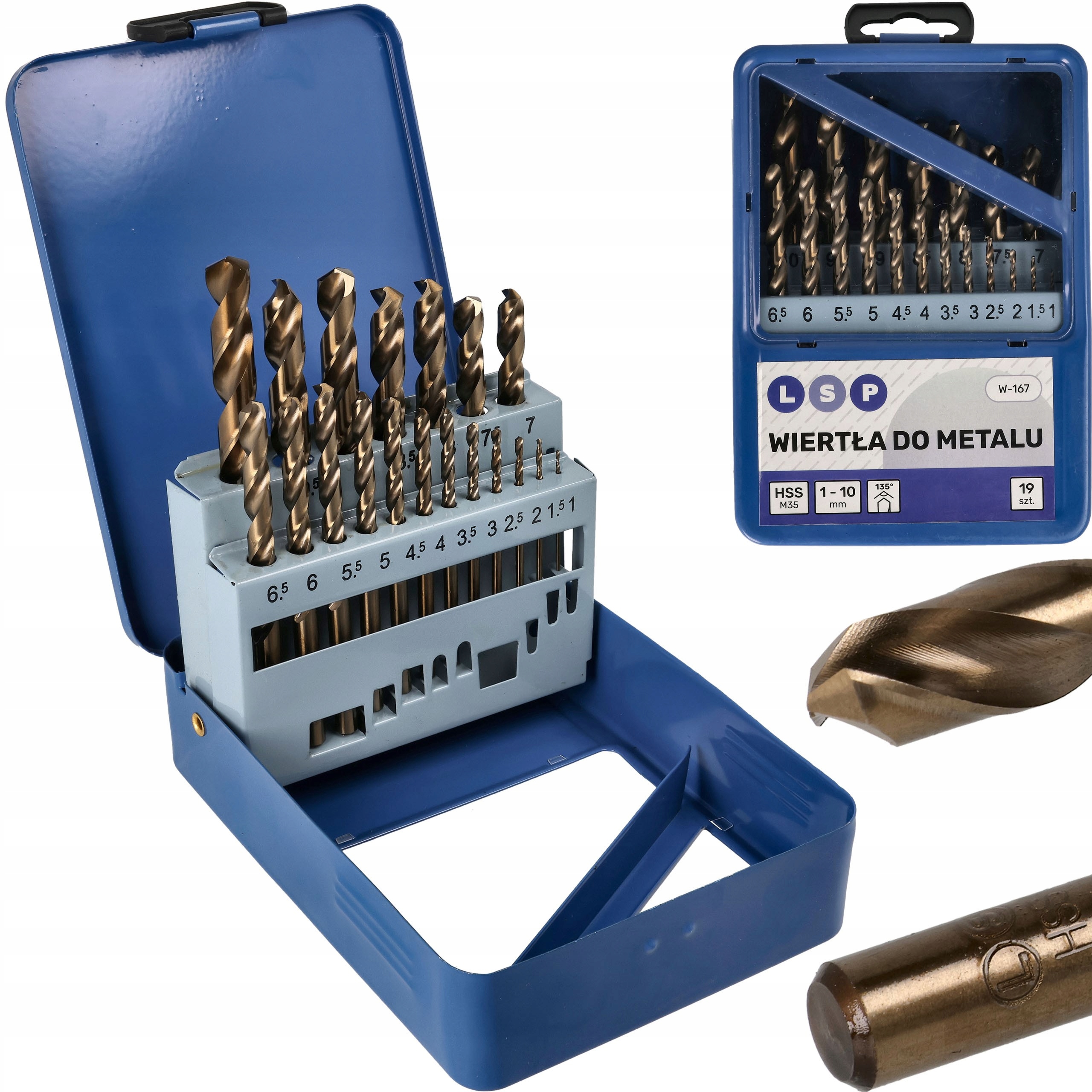 Zestaw Wierteł Kobaltowych 5% Do Metalu Inoxa Stali Aluminium 19szt.