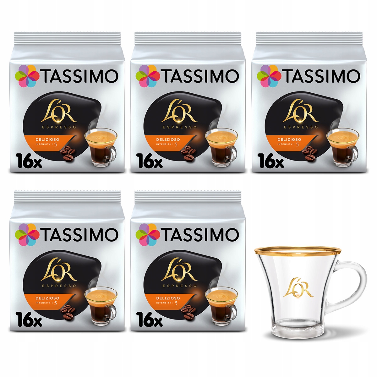 Kapsułki Tassimo L'or Espresso Delizioso 5x 16 szt filiżanka L'or Gratis!