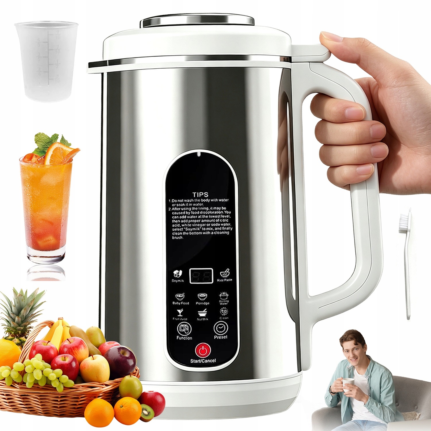 Termo Mixér 800W 1.2L 8 Programů Časovač Pro Potraviny Pro Miminka