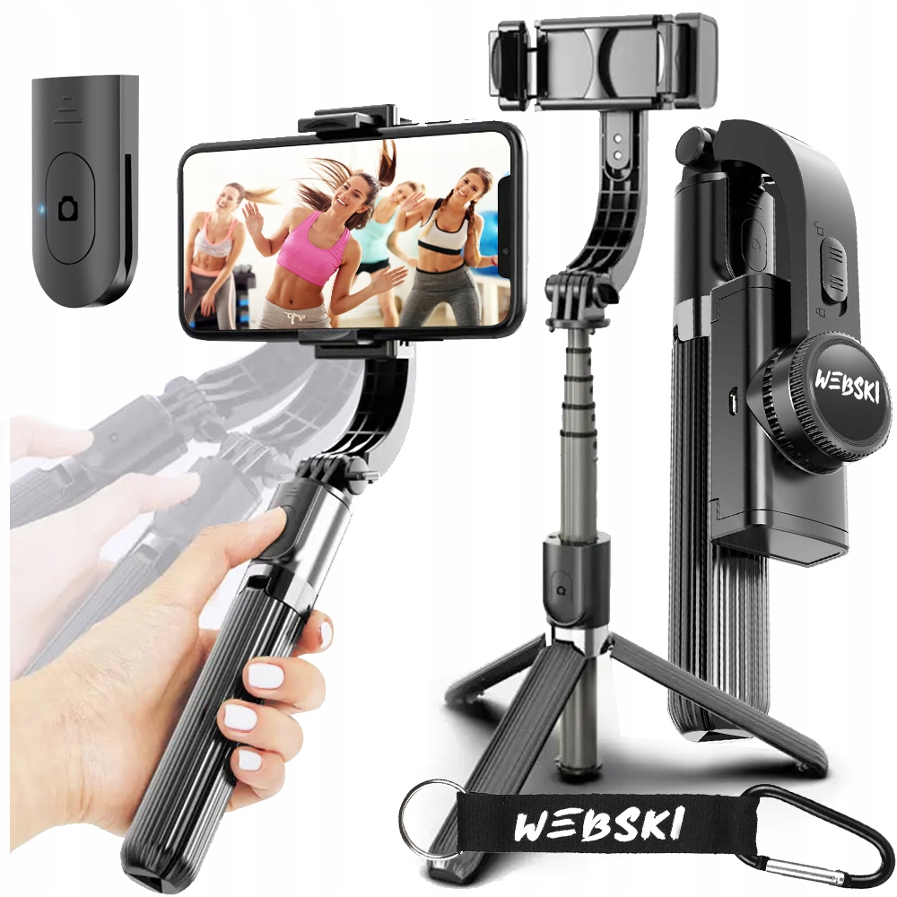 Kij Selfie Stick Bluetooth Do Telefonu Gimbal 1-OSIOWY Stabilizator Smycz