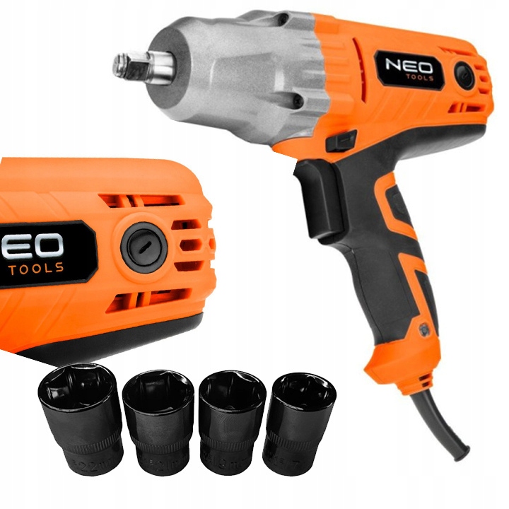 Elektrický Úderový Neokľúč 450W 350 Nm 3000 ot Nadstavce 1/2" 4 Ks 0