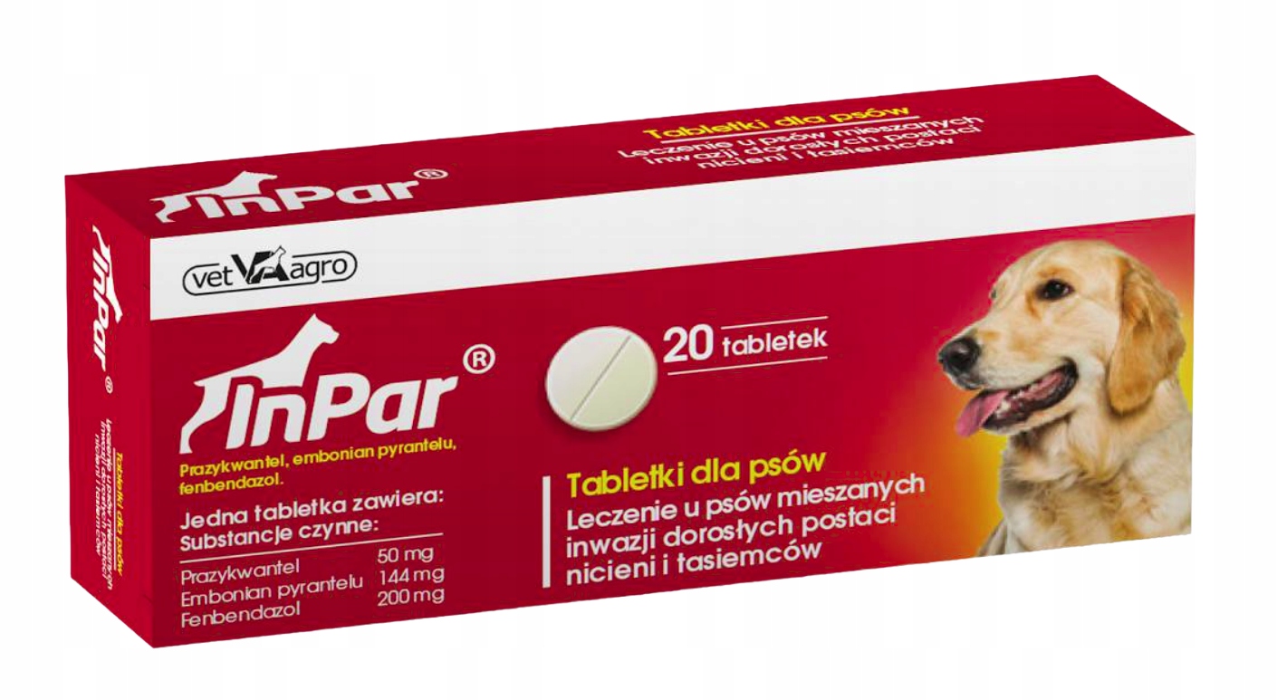 InPar Tabletki odrobaczające odrobaczanie dla psów na robaki 2x20 tabl.