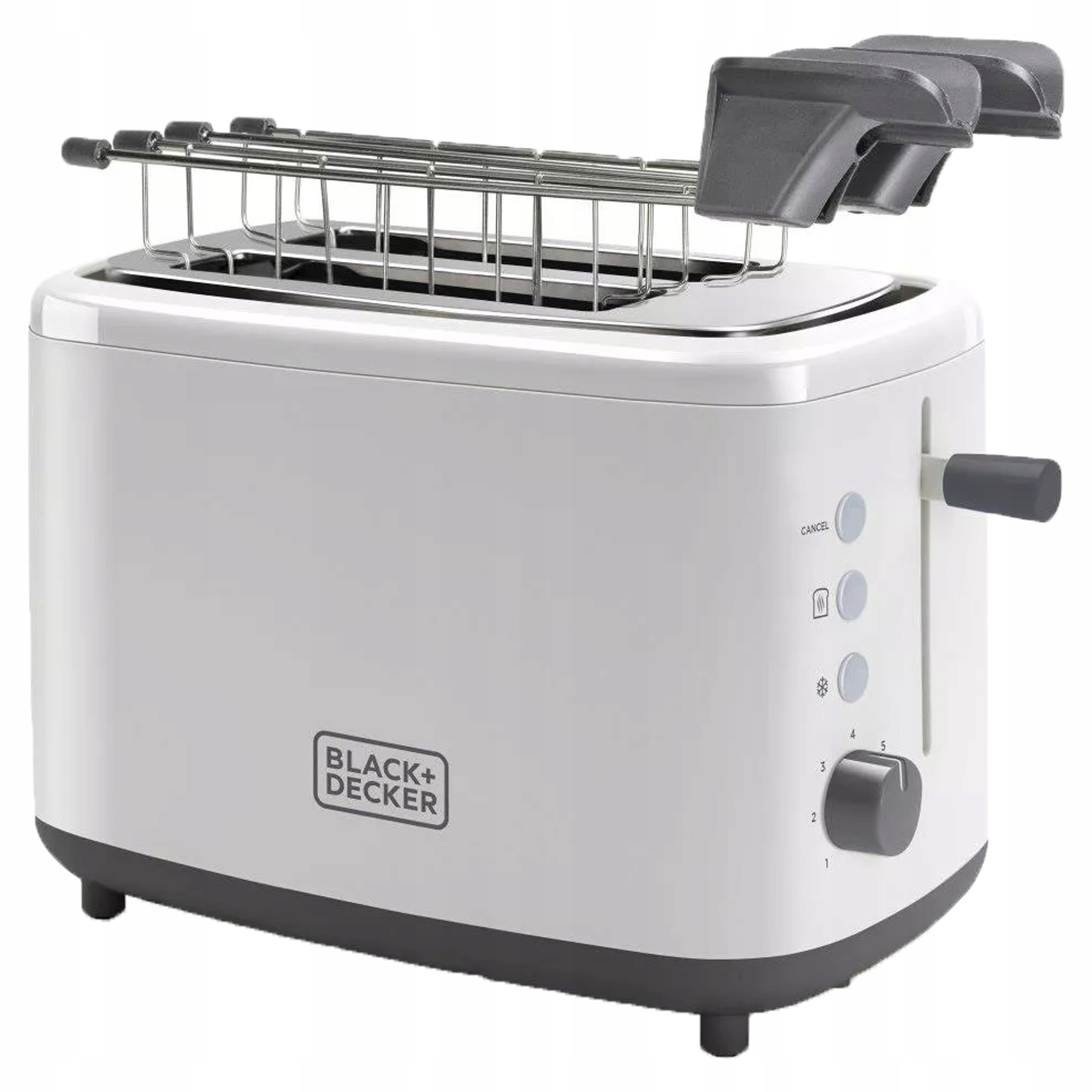 BLACK+DECKER Toster 820W 2 Szerokie Szczeliny 7 Stopni Opiekania Biały — miniatura 6