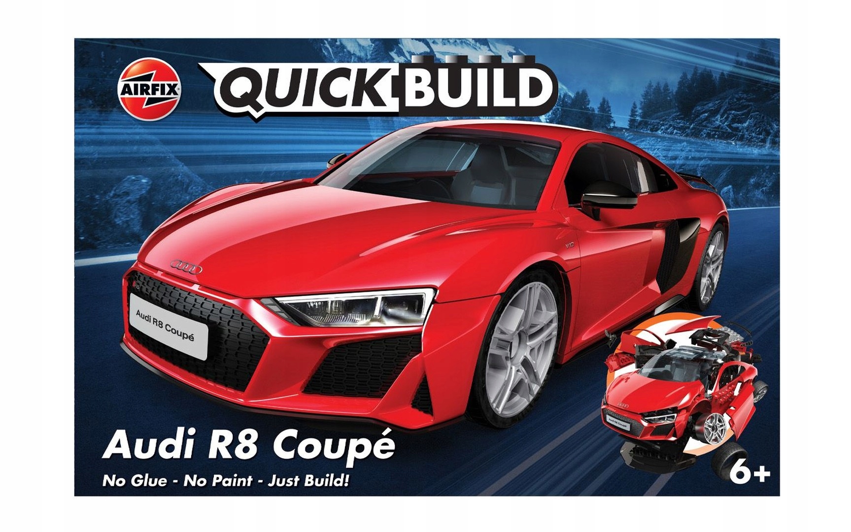 Model do składania Audi R8 Coupe Klocki QUICKBUILD AIRFIX Licencja Materiał plastik