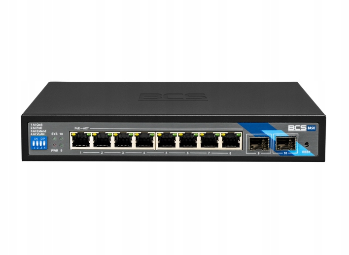Switch BCS-B-SP08G-2SFP Basic 8 Portowy 8X PoE 2X Uplink Tryby