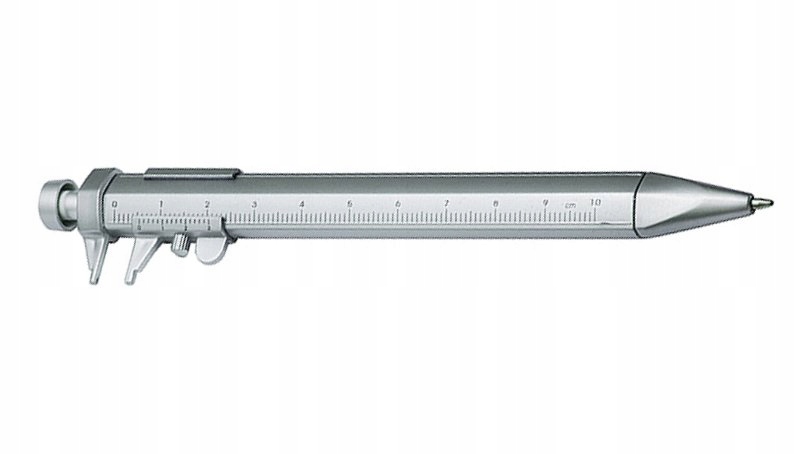 Długopis srebrny z suwmiarką miarka metrówka wkład niebieski Kod producenta miarka
