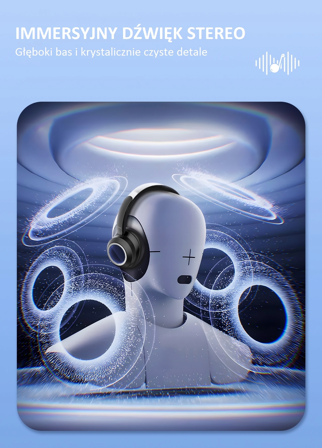 SŁUCHAWKI BEZPRZEWODOWE NAUSZNE mikrofon bluetooth LDNIO ANC USB-C 130h Model H01 ANC