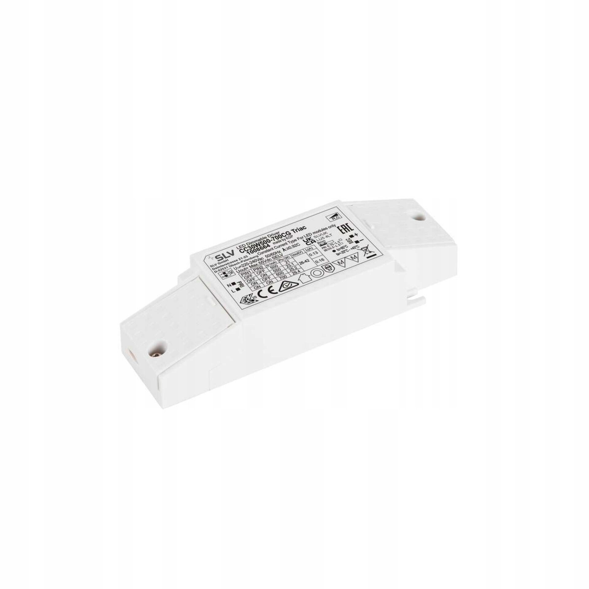 Led ovladač Slv 30W 500-700mA fázové stmívání IP20 bílý