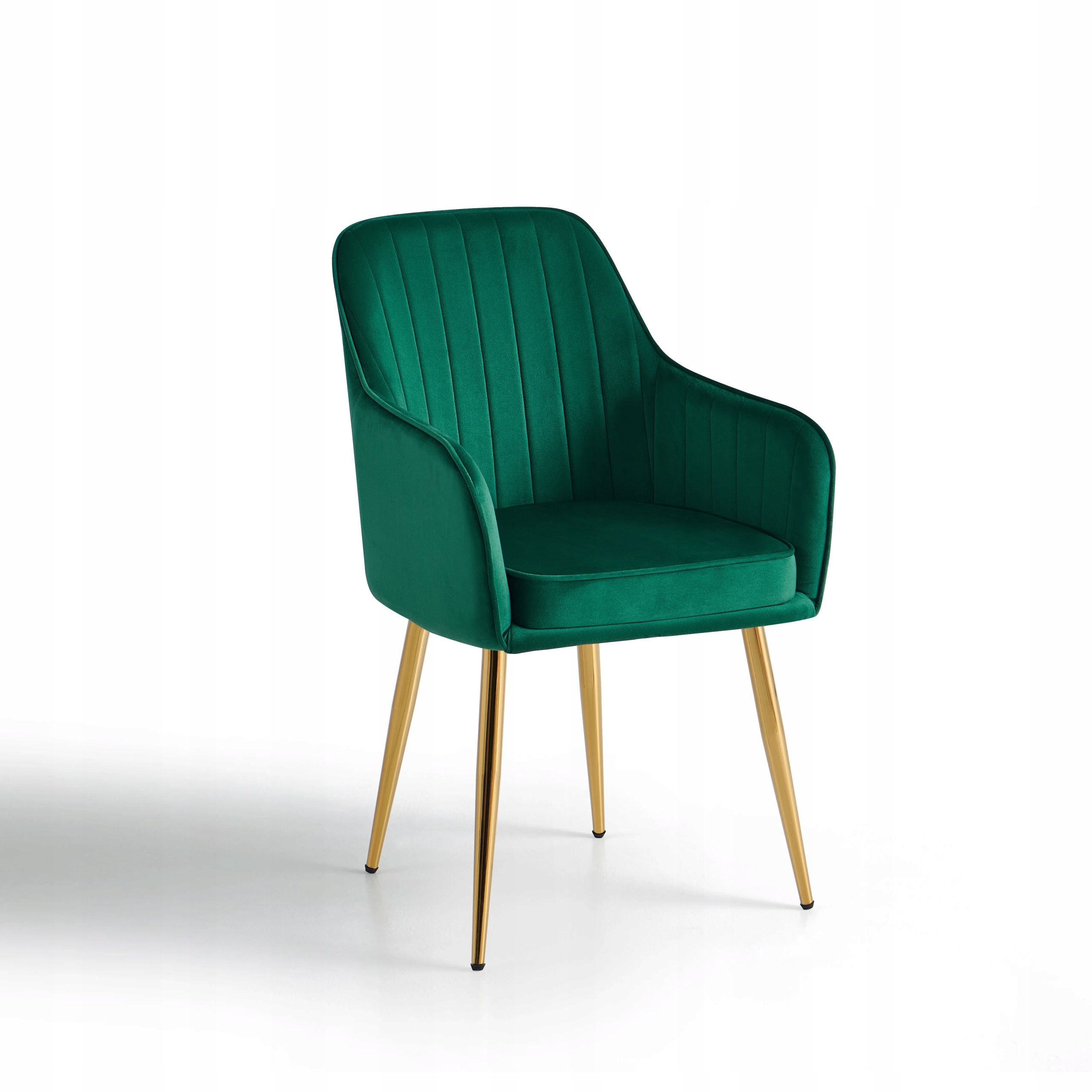 Krzesło Do Jadalni Welurowe Zielone Glamour Na Złotych Chromowanych Nogach