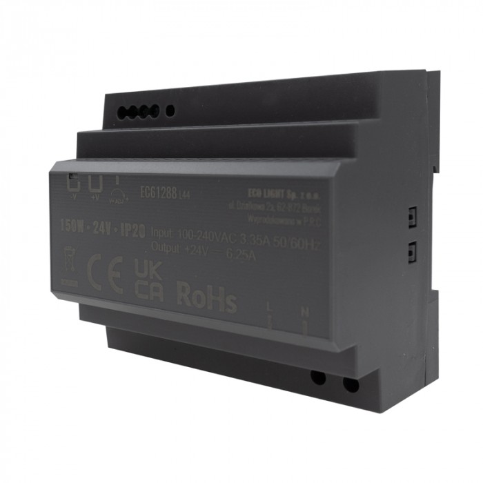 Led zdroj na Din lištu Premium 24V 150W 6,25A IP20 Ecolight