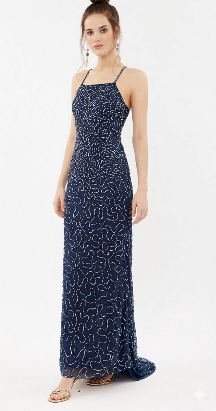 Coast Šaty Tmavě Modrá Flitrová Maxi 42 W_i