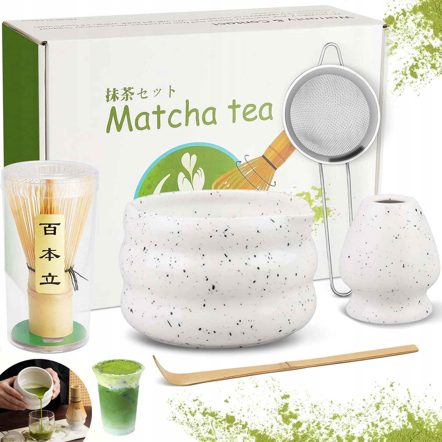 Levně 5X Bambusová Dárková Sada Pro Přípravu Čaje Matcha: Chashaku, Metlička, Lžička