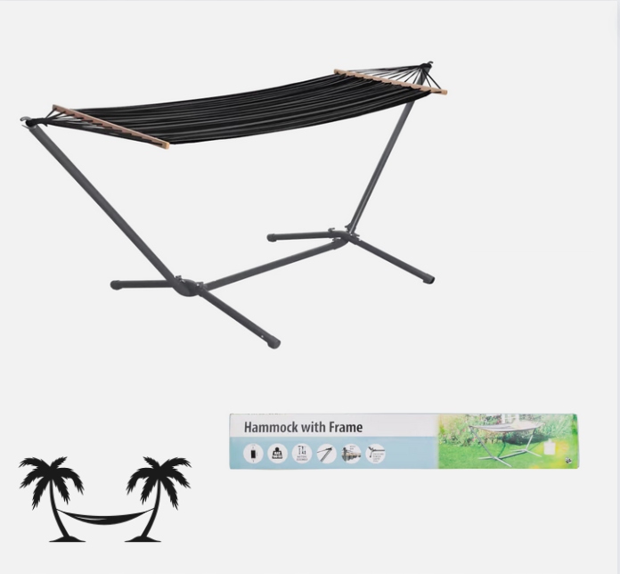 HAMAK OGRODOWY WOLNOSTOJĄCY ZE STELAŻEM NA RAMIE 200x120cm DO LEŻENIA