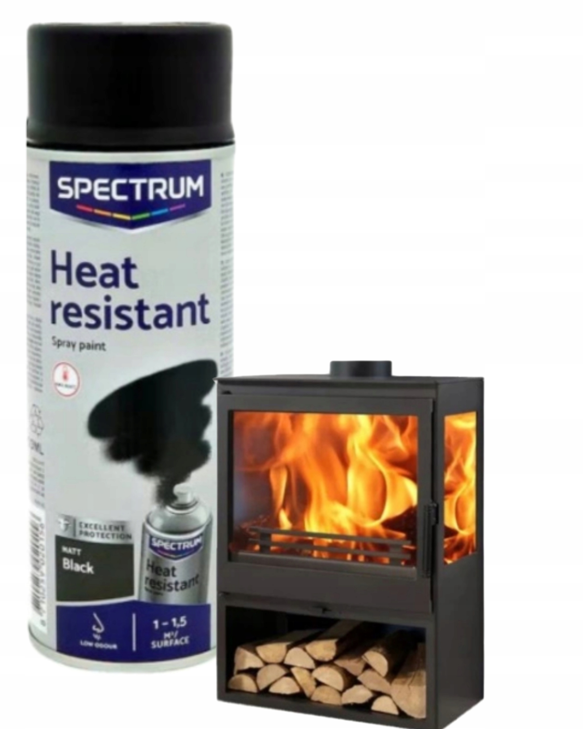 FARBA ŻAROODPORNA DO KOMINKÓW grilla CZARNY MAT Spray
