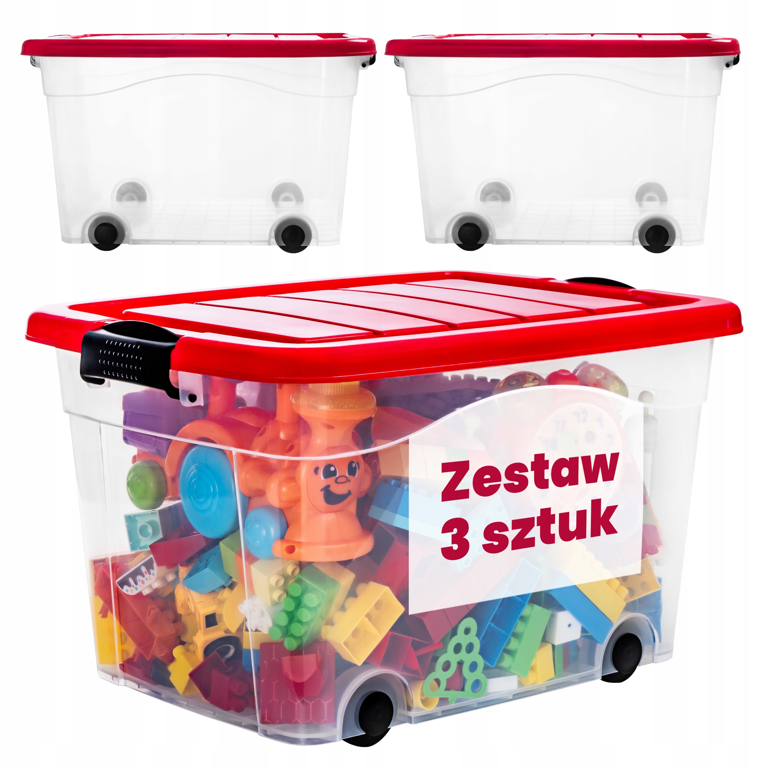 Plastová Nádoba 40 l S Víkem A Kolečky Univerzální, Na Hračky 3ks