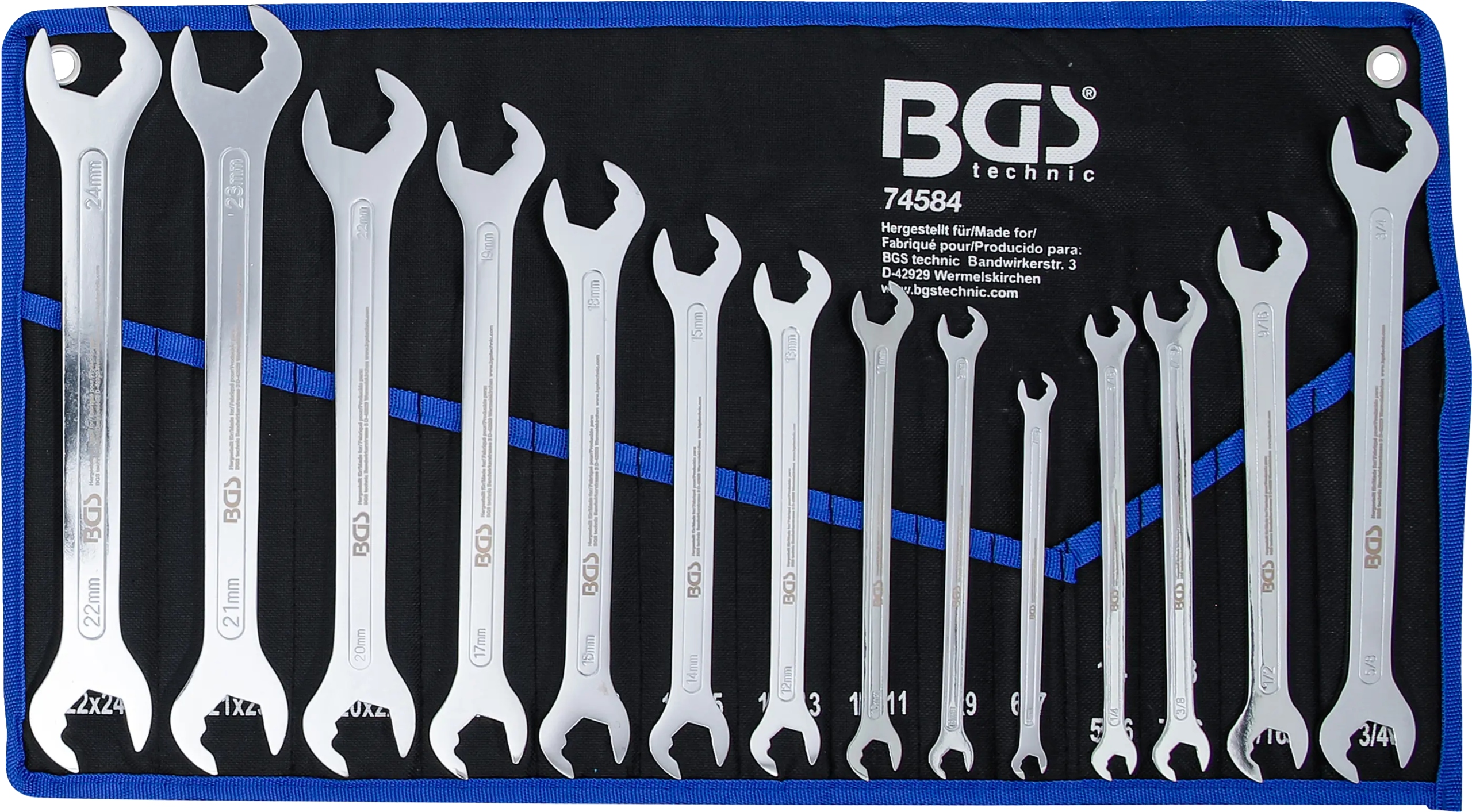 Sada velmi plochých klíčů s ráčnou 6-24 mm a 1/4"-3/4" Bgs, 14 ks