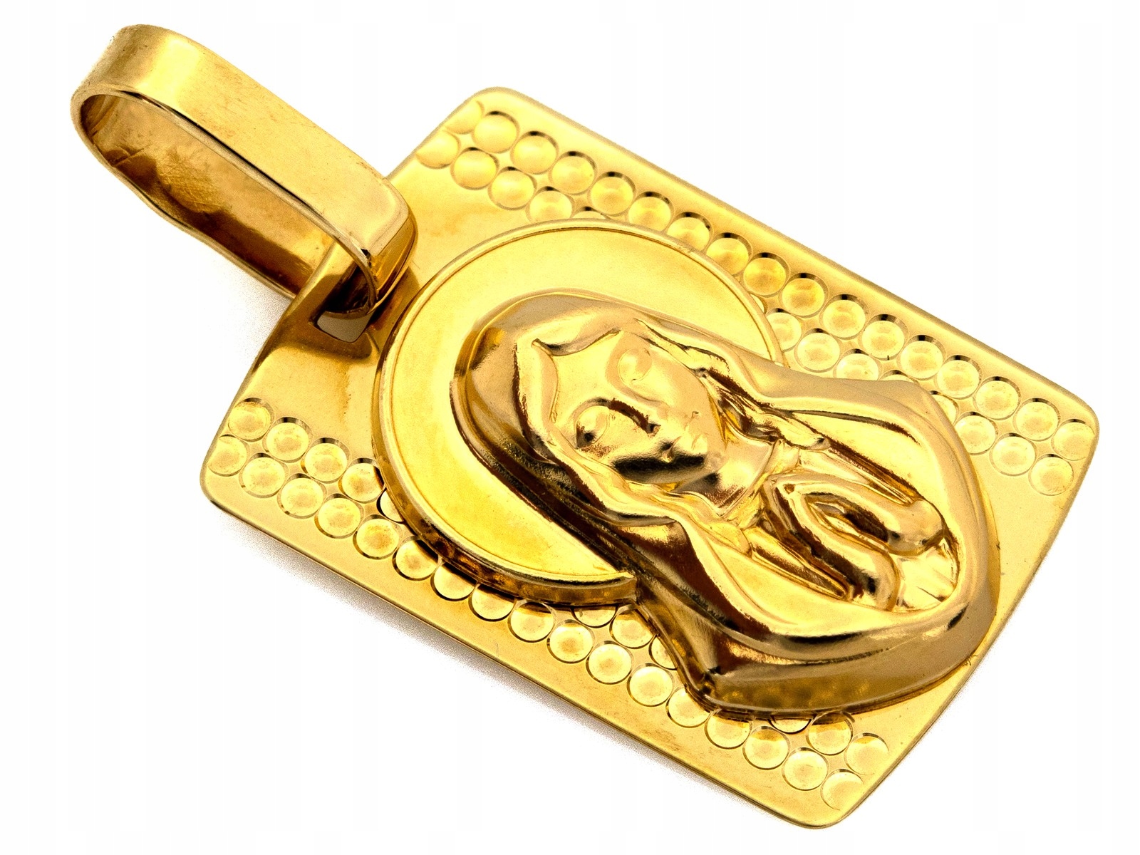 Zlatý medailonek 585 obdélníkový s obrázkem Panny Marie 1.31g, zlato 14kt