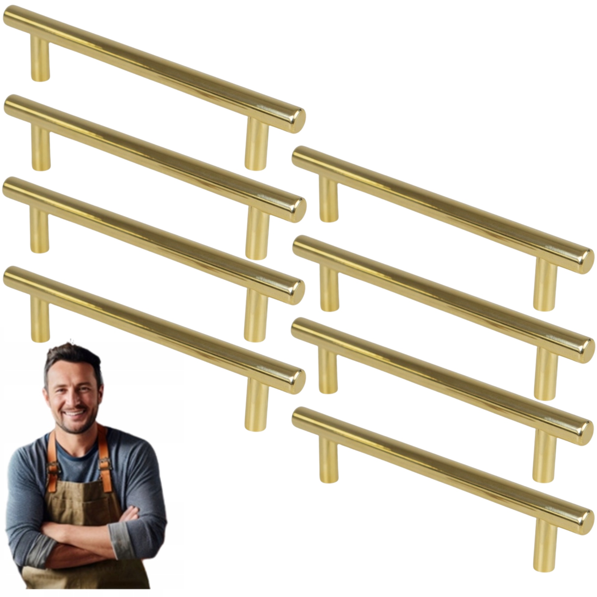 Nábytkový držiak do skrinky Reling Linus 128 mm Zlatý lesk 8ks