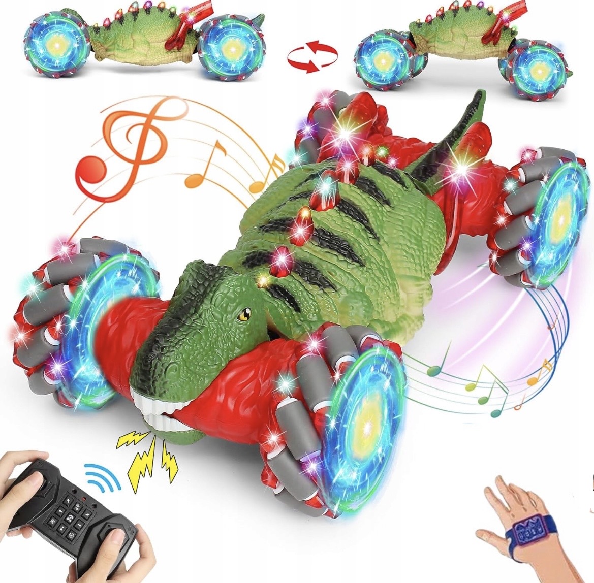 Samochód Auto Dinozaur Zdalnie Sterowany Opaska Led Stunt Twist Car