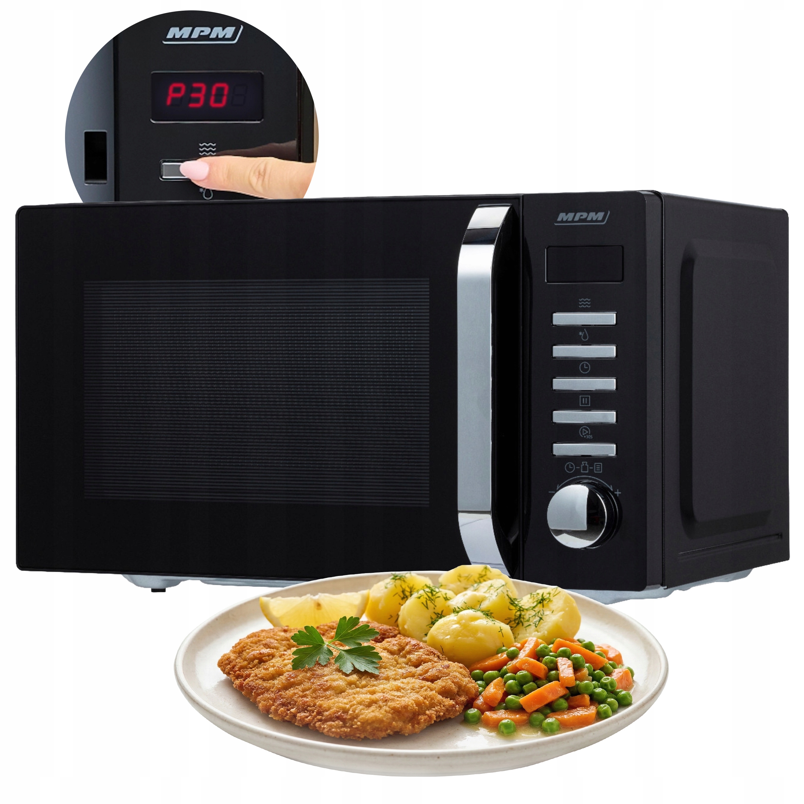 Kuchenka Mikrofalowa Mikrofalówka MPM-20-KMT-05 20L 800W Czarna Rozmrażanie