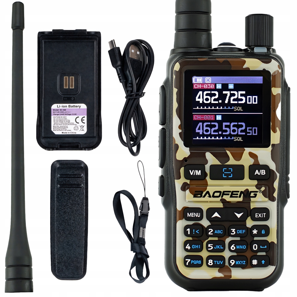 Krótkofalówka Radiotelefon Baofeng UV-5R Eu Mini Camo Vhf Uhf Pasmo Lot