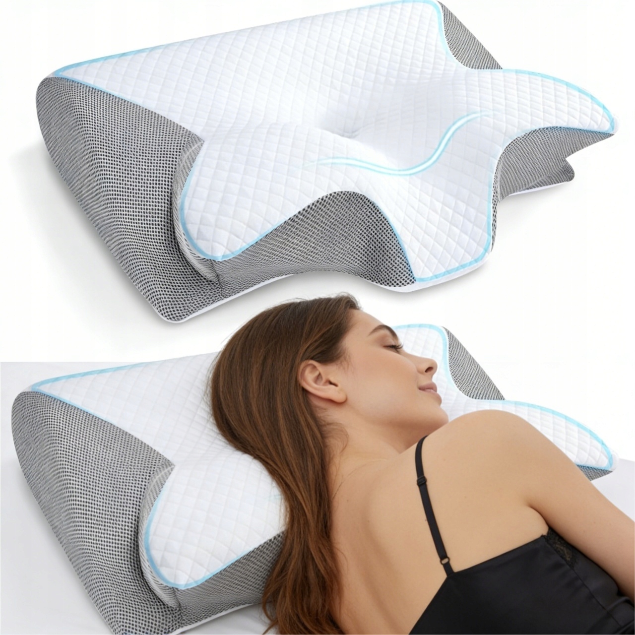 Poduszka ortopedyczna memory foam do spania na ból karku szyi kregosłupa