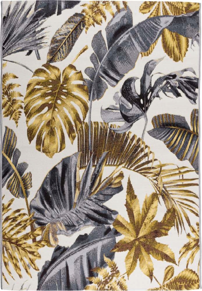 Venkovní Koberec Cappucino s listy zlatý 80x165cm