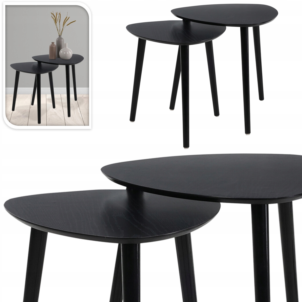 Stolek H&s Decoration oválný, 80 x 40 x 40 cm, černý